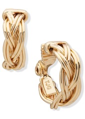 "Anne Klein Gold-Tone Small Braided Clip-On Hoop Earrings, 0.75"" - Gold"