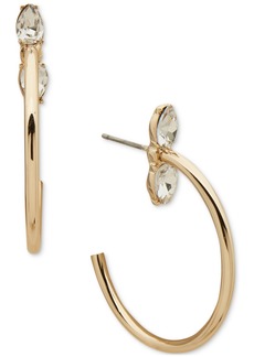 "Anne Klein Gold-Tone Small Crystal C-Hoop Earrings, 1.06"" - Crystal"