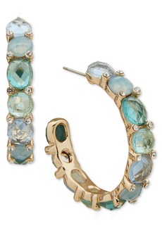 "Anne Klein Gold-Tone Small Mixed Stone C-Hoop Earrings, 1"" - Blue"