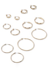 "Anne Klein Gold-Tone Small Smooth & Textured Triple-Row Hoop Earrings, 0.75"" - Gold"