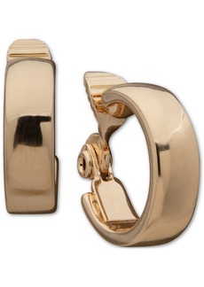 "Anne Klein Gold-Tone Small Wide Clip-On Hoop Earrings, 0.71"" - Gold"