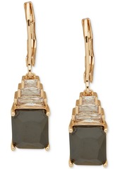 Anne Klein Gold-Tone Stacked Cubic Zirconia Drop Earrings - Green