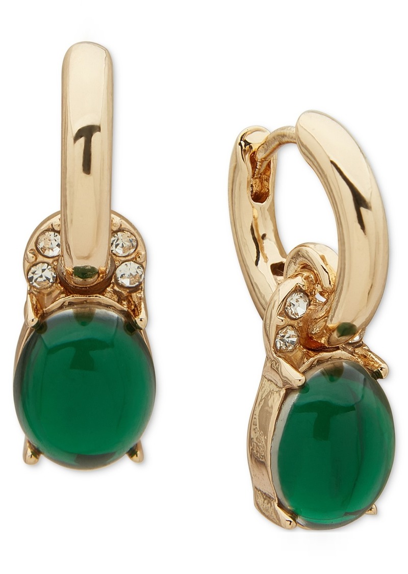 Anne Klein Gold-Tone Stone & Crystal Dangle Huggie Hoop Earrings - Green