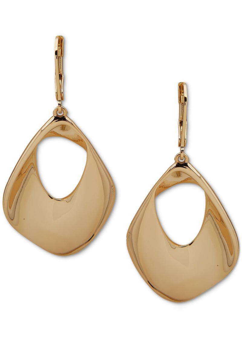 Anne Klein Gold-Tone Structural Open Drop Earrings - Gold