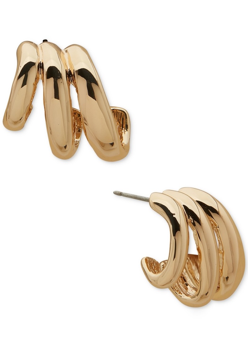 Anne Klein Gold-Tone Swirl Spring Button Earrings - Gold