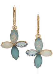 Anne Klein Gold-Tone Tonal Stone & Mother-of-Pearl Flower Drop Earrings - Blue