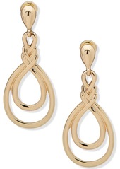 Anne Klein Gold-Tone Twisted Teardrop Clip-On Linear Drop Earrings - Gold