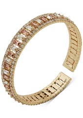 Anne Klein Gold-Tone Vintage Rose Stone Baguette Coil Bracelet - Pink