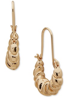 Anne Klein Gold-Tone Weave Elongated Hoop Earrings - Gold