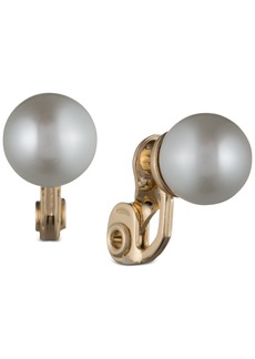 Anne Klein Gold-tone 10MM Imitation Pearl Stud Ez Comfort Clip Earnings - Gold