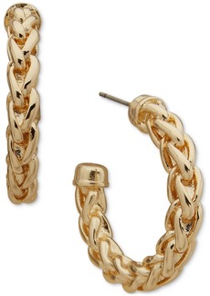 "Anne Klein Gold-Tone Woven Link Small Hoop Earrings, 0.96"" - Gold"