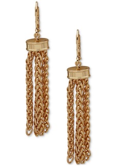 Anne Klein Gold-Tone Woven Link Tassel Drop Earrings - Gold