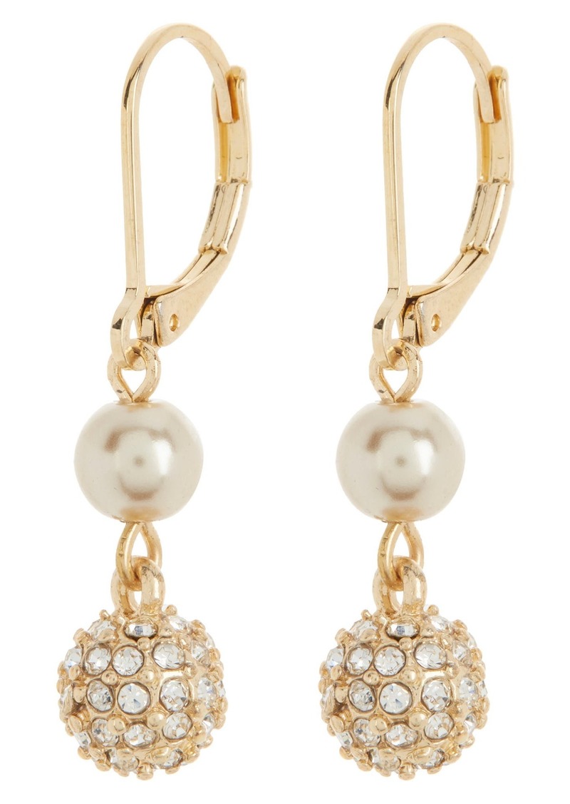 Anne Klein Imitation Pearl & Crystal Ball Drop Earrings in Pearl/Crystal/Gold at Nordstrom Rack