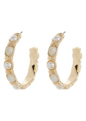 Anne Klein Imitation Pearl & Crystal Hoop Earrings in Pearl/Crystal/Gold at Nordstrom Rack