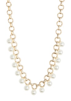 Anne Klein Imitation Pearl Chain Necklace in Gold/White Pearl at Nordstrom Rack