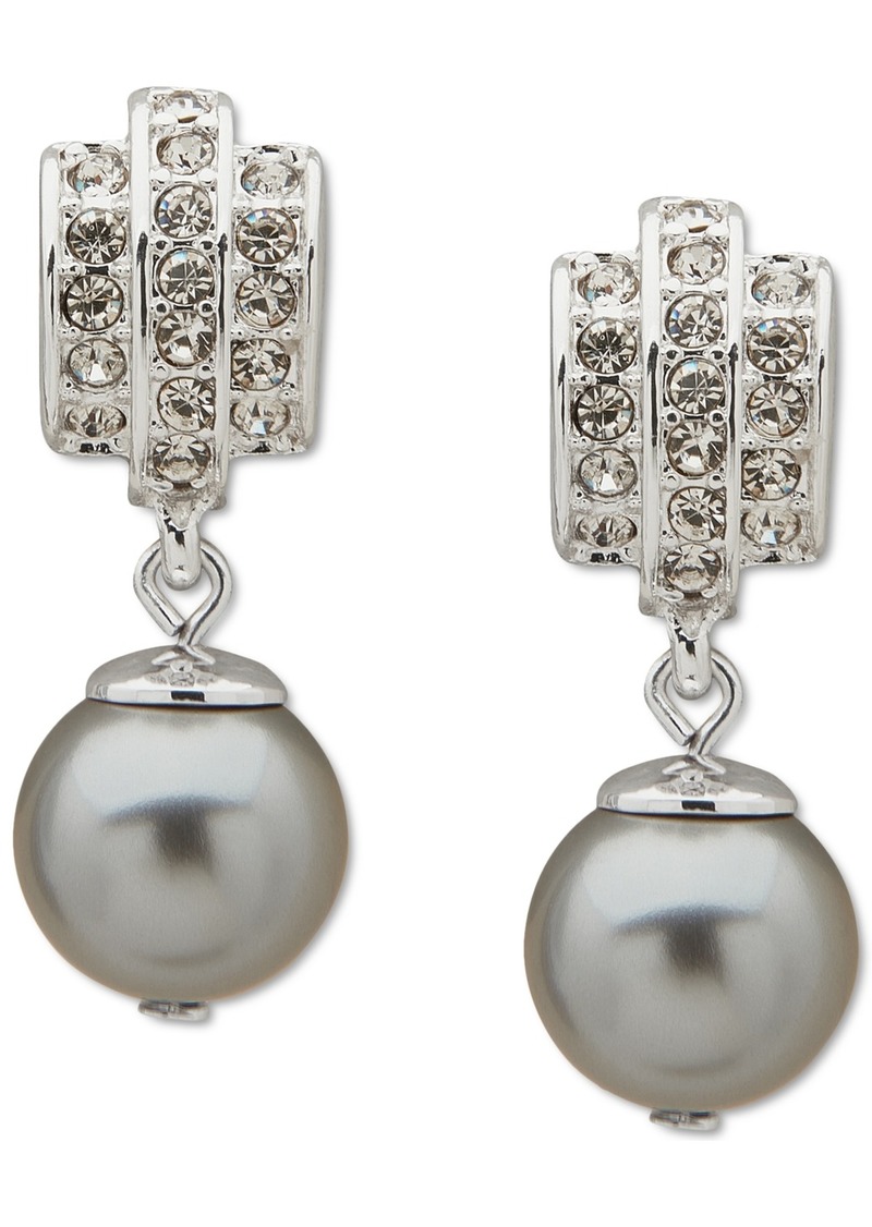 Anne Klein Imitation Pearl Dome Button Drop Earrings - Grey