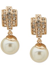 Anne Klein Imitation Pearl Dome Button Drop Earrings - Grey