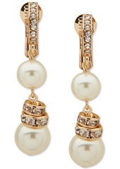 Anne Klein Imitation Pearl Snowman Drop Clip On Earrings - Pearl