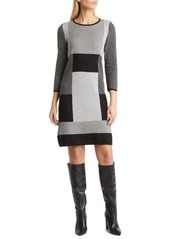 Anne Klein Jessie Colorblock Sweater Dress in Black/Grey Combo at Nordstrom
