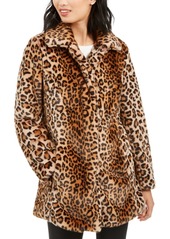 Anne Klein Leopard-Print Faux-Fur Coat