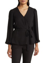 Anne Klein Long Sleeve Faux Wrap Top