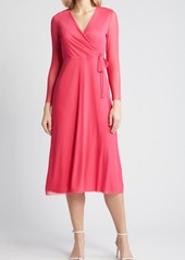 Anne Klein Long Sleeve Midi Wrap Dress