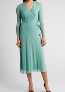Anne Klein Long Sleeve Midi Wrap Dress