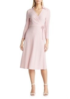 Anne Klein Long Sleeve Signature Stretch Wrap Dress in Devonshire at Nordstrom