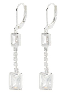 Anne Klein Maple Emerald Cut Linear Drop Earrings in Slv/Cry at Nordstrom Rack