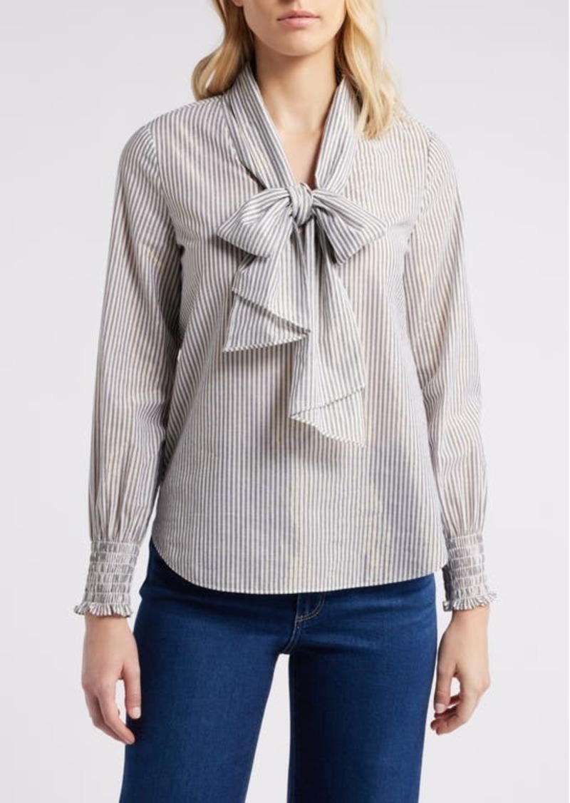 Anne Klein Metallic Stripe Long Sleeve Shirt