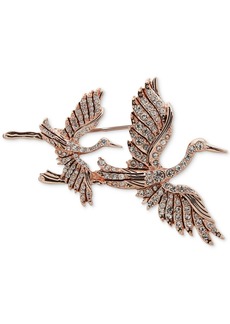 Anne Klein Pave Crystal Double Birds In Flight Pin - Crystal Wh