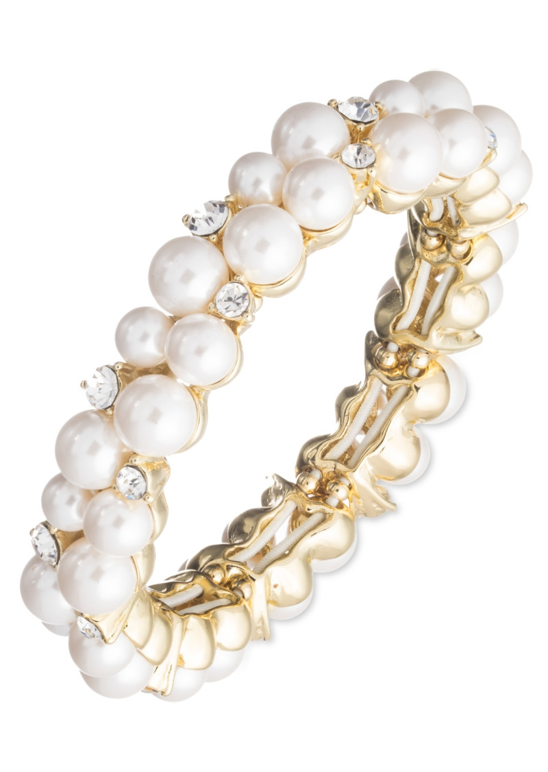 Anne Klein Pearl Cluster Stretch Bracelet - Gold