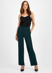 Anne Klein Petite Pull-On Slash-Pocket Wide-Leg Pants - Pine Forest