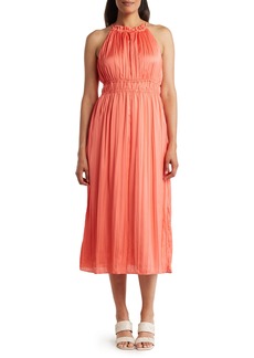 Anne Klein Pleated A-Line Halter Dress in Coral Punch at Nordstrom Rack