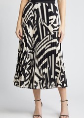 Anne Klein Pleated Abstract Print Skirt