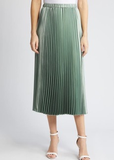 Anne Klein Pleated Satin Midi Skirt
