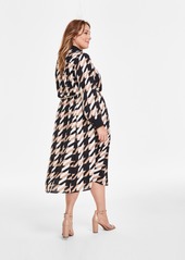 Anne Klein Plus Size A-Line Mixed Media Dress - Anne Black