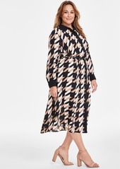 Anne Klein Plus Size A-Line Mixed Media Dress - Anne Black