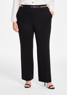 Anne Klein Plus Size Belted Pull-On Pants - Anne Black