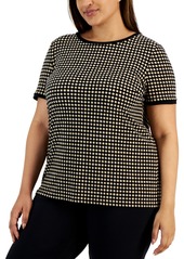 Anne Klein Plus Size Button-Back Short-Sleeve Top - Anne Black