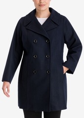 Anne Klein Plus Size Double-Breasted Peacoat, Created for Macy's