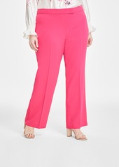 Anne Klein Plus Size Extended-Tab Wide-Leg Pants - Rich Camellia