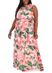 Anne Klein Plus Size Floral-Print Maxi Dress - Camelia Multi