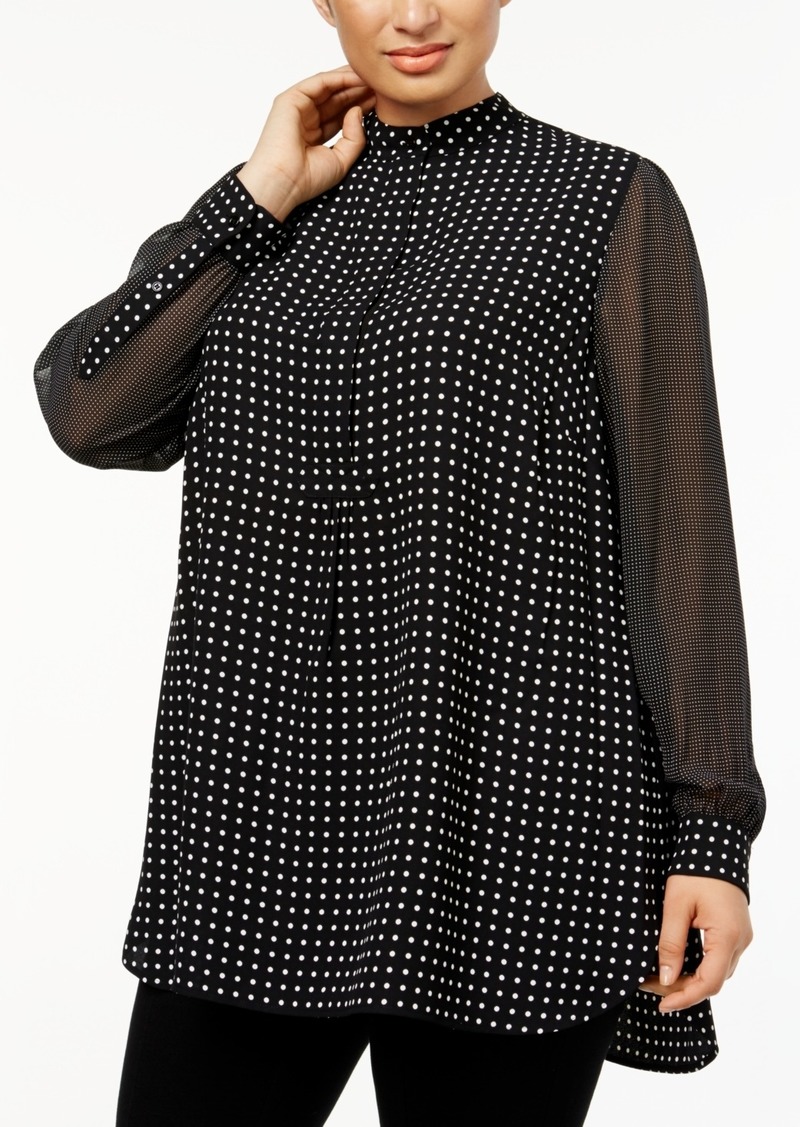 Anne Klein Plus Size Mixed-Dot Tunic - Black/White