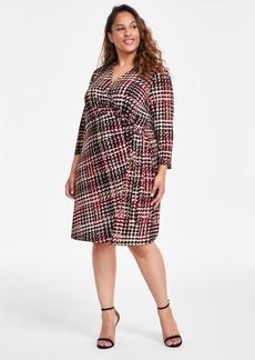 Anne Klein Plus Size Classic Wrap Dress - Anne Black Multi