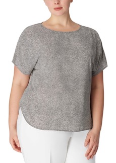 Anne Klein Plus Size Printed Short-Sleeve Top - Anne Black/Anne White