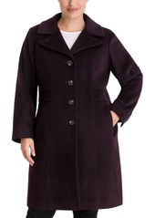 Anne Klein Plus Size Single-Breasted Walker Coat, Created for Macy's