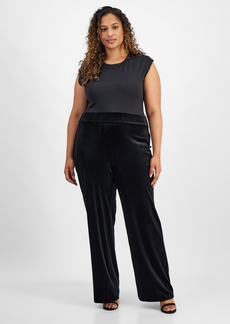 Anne Klein Plus Size Velour Pull-On Pants - Anne Black