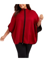 Anne Klein Plus Size Zip-Up Poncho Sweater