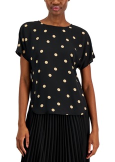 Anne Klein Polka-Dot Boat-Neck Blouse - Anne Black/latte